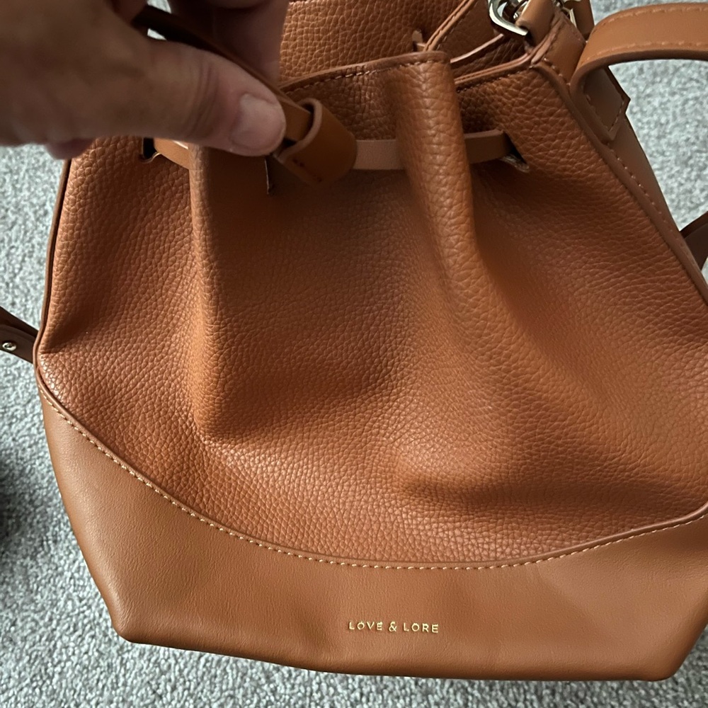 Love & Lore Tan Leather Bucket Bag